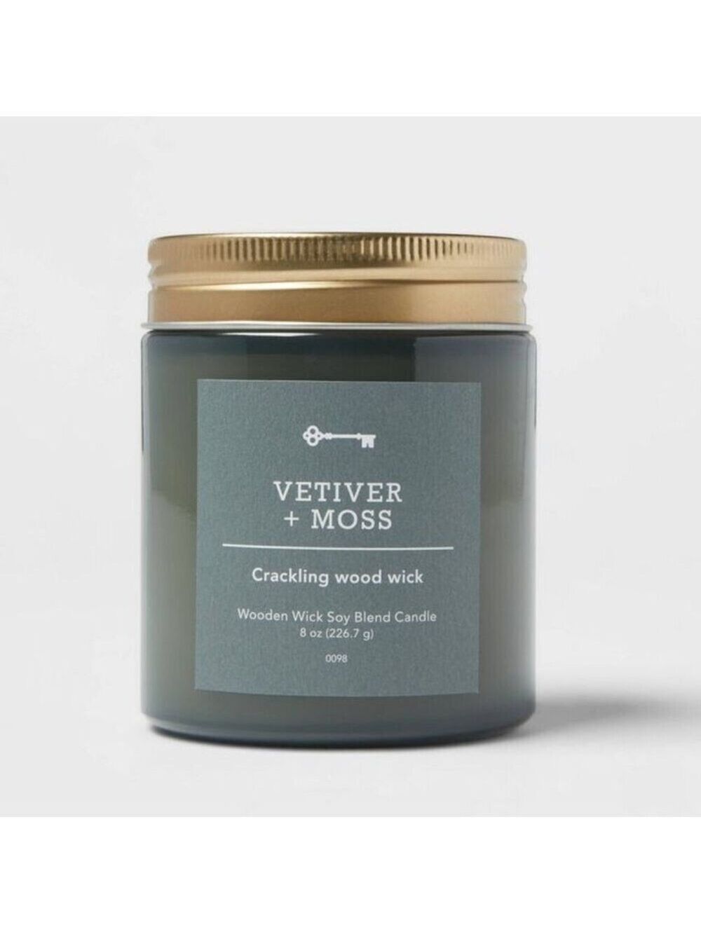 New Threshold Tinted Glass Vetiver + Moss Lidded Jar Candle Green 8oz